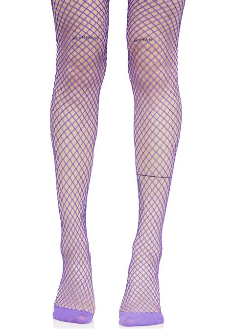 purple fishnet leggings